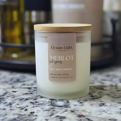 Merlot Whispers Hand 8oz Hand Poured Soy Candle