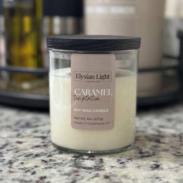 Caramel Temptations 8oz Hand Poured Soy Candle - Elysian Light Candles