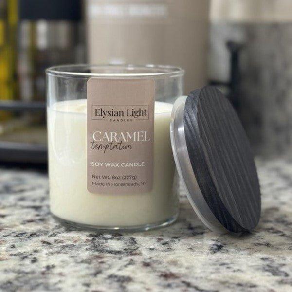 Caramel Temptations 8oz Hand Poured Soy Candle - Elysian Light Candles