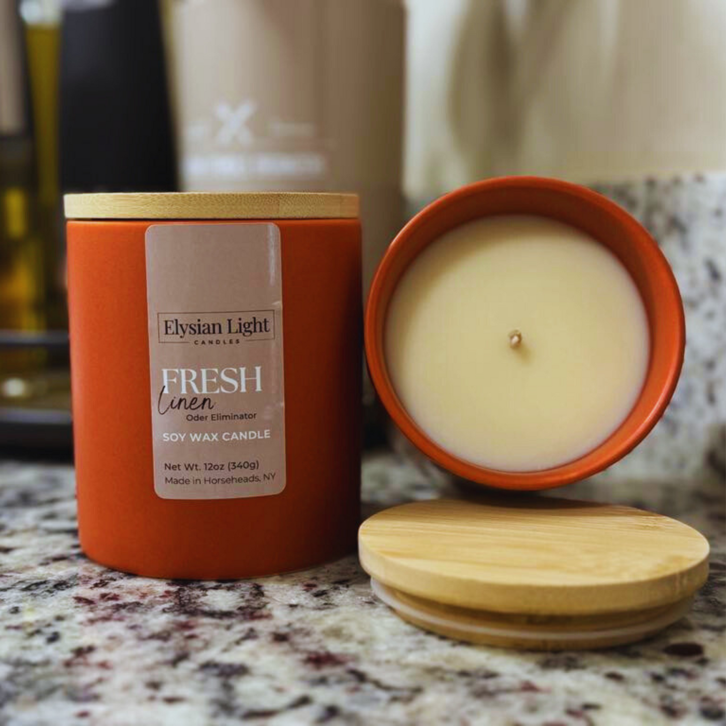 Fresh Linen Odor Eliminator 12oz Hand Poured Soy Candle