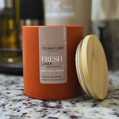 Fresh Linen Odor Eliminator 12oz Hand Poured Soy Candle